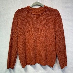 American Eagle Rusty Orange Crew Neck oversized ribbed knit sweater Women's XS